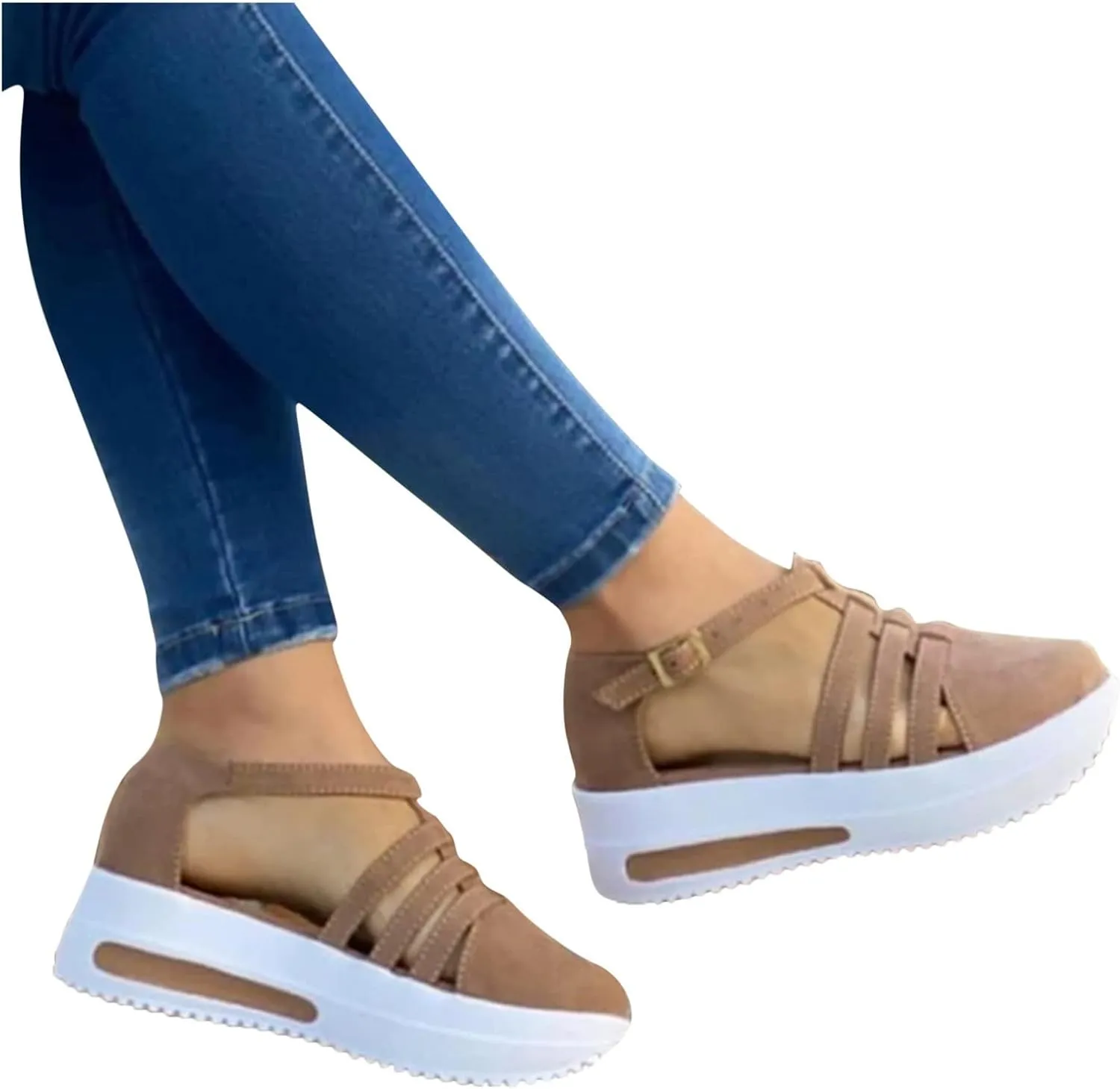 Platform Sandals Women Dressy Two-Strap Buckle Chunky Heel Lightweight Summer Party Sandals Padded Footbed 2025 Spring and Summer Vacation