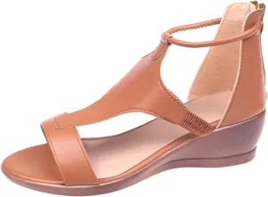 Platform Sandals Women Open Toe Slip On Elastic Ankle Strap High Heel Summer Casual Wedge Shoes with Back Zipper Closure Orthopedic Sandal Beach Dressy Flip Flops for Wide Toe 2025 Spring