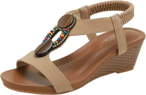 Platform Sandals Women Wedge Adjustable with Closure Cork Platform Casual Beach Slides Slip-Resistant Sole 2025 Spring and Summer Vacation