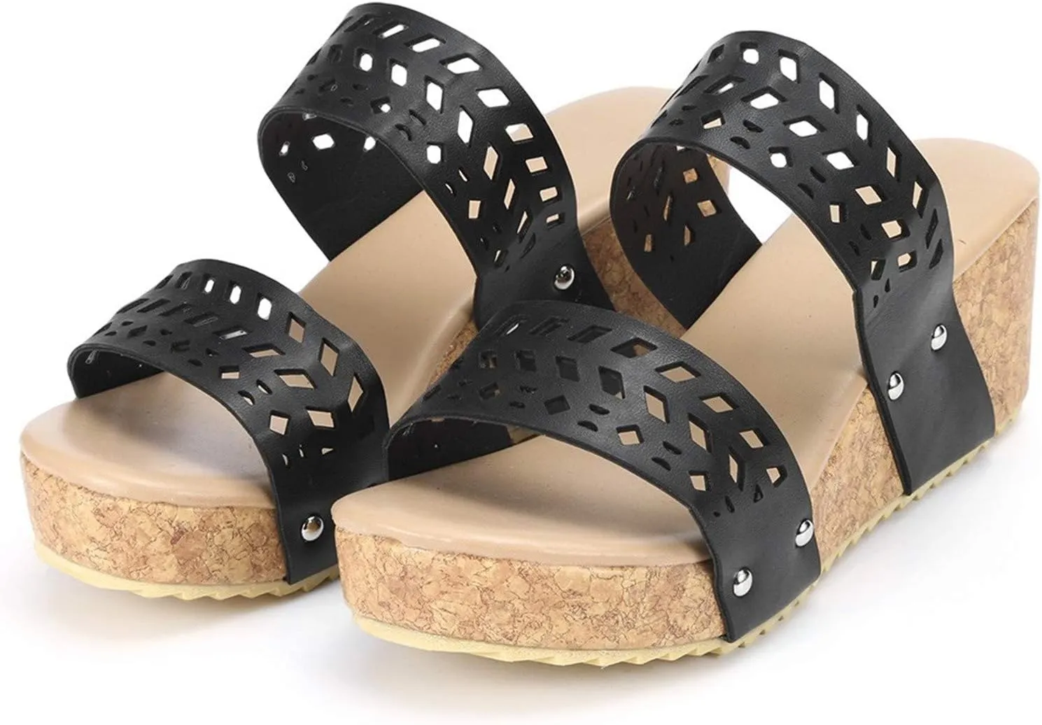 Platform Sandals Women Wedge Ankle Band Cork Platform Slip-Resistant Sole Casual Beach Walking Sandals 2025 Spring and Summer Vacation