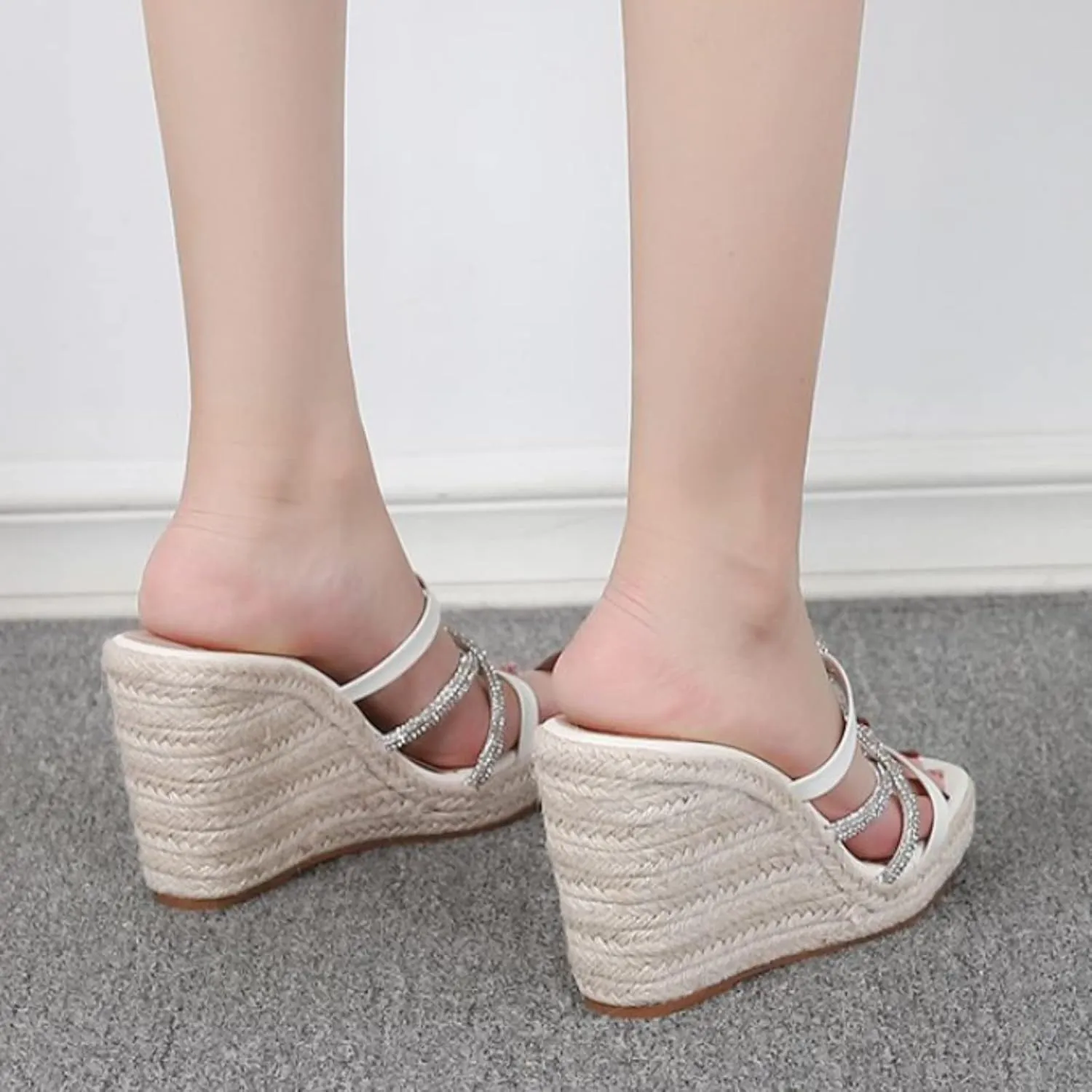 Platform Sandals Women Wedge Cork Footbed Straps Casual Beach Slides Slip-Resistant Rubber Sole 2025 Spring and Summer Vacation