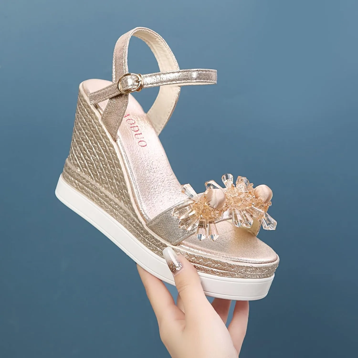 Platform Sandals Women Wedge Cork Footbed Straps Casual Beach Slides Slip-Resistant Rubber Sole 2025 Spring and Summer Vacation