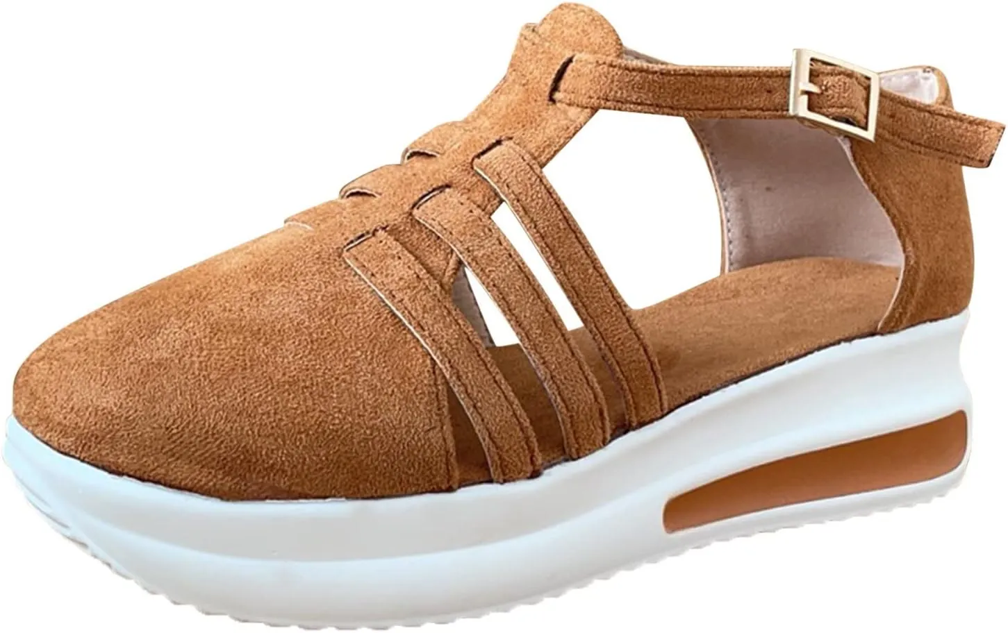 Platform Sandals Women Wedge Cork Footbed Straps Casual Beach Slides Slip-Resistant Rubber Sole 2025 Spring and Summer Vacation
