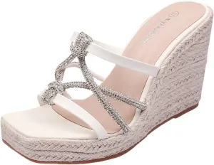 Platform Sandals Women Wedge Cork Footbed Straps Casual Beach Slides Slip-Resistant Rubber Sole 2025 Spring and Summer Vacation