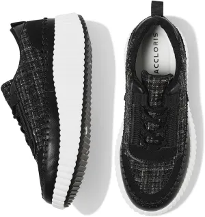 Platform Sneakers for Women Comfortable Casual Fashion Sneaker Lace Up Woven Low Chunky Walking Shoes