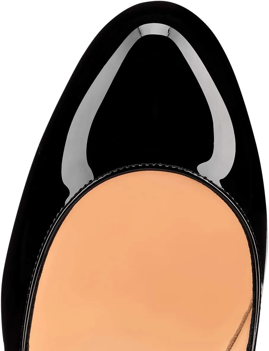 SAMMITOP Women's Round Toe Pumps Comfortable Slip On Low Heels Dress Pumps Black Shoes