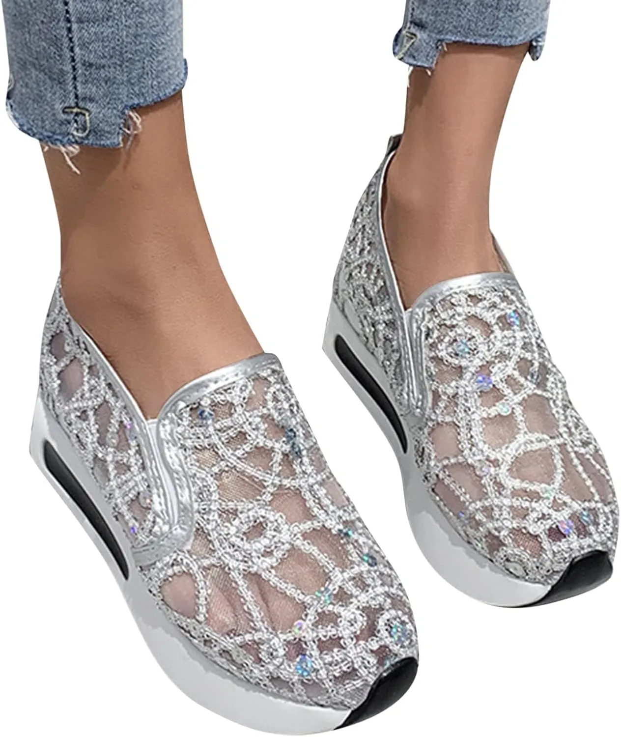SBGMoSJ Casual Sneakers for Women Women's Plantar Fasciitis Shoes Wide Width Slip On Canvas Shoes for Women Wide Womens Sneakers Size 11 Wide Width Zapatillas para Mujer Elegantes