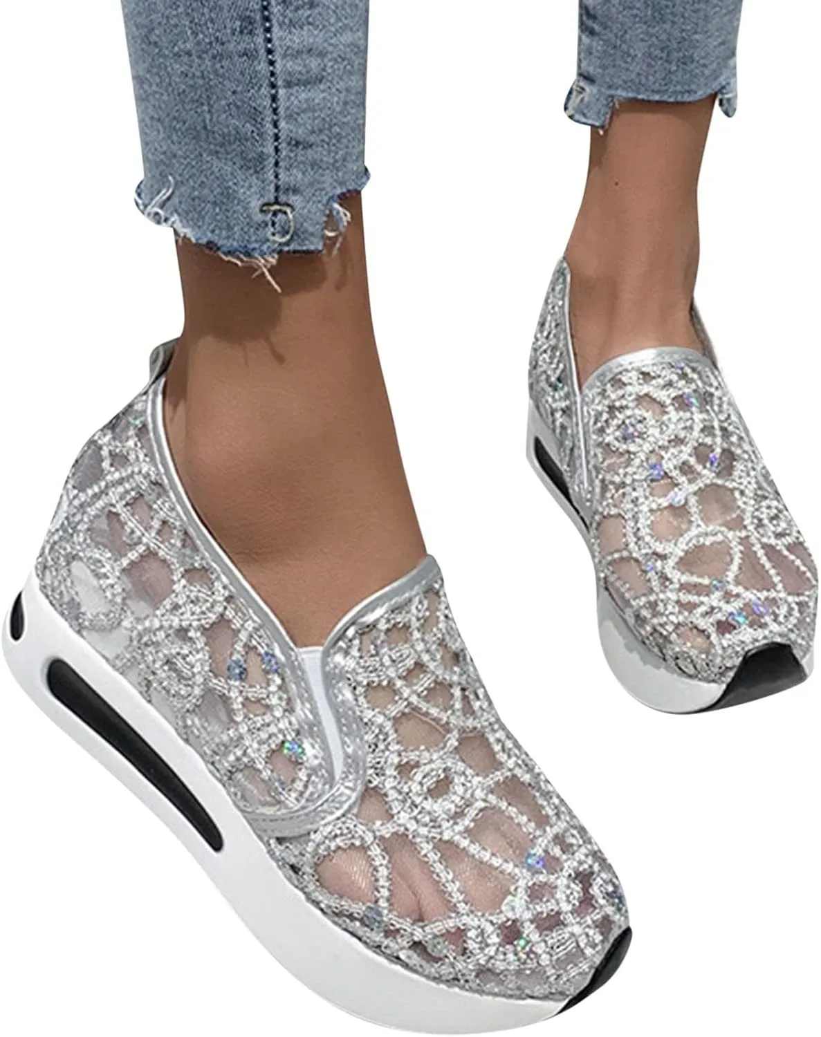SBGMoSJ Casual Sneakers for Women Women's Plantar Fasciitis Shoes Wide Width Slip On Canvas Shoes for Women Wide Womens Sneakers Size 11 Wide Width Zapatillas para Mujer Elegantes