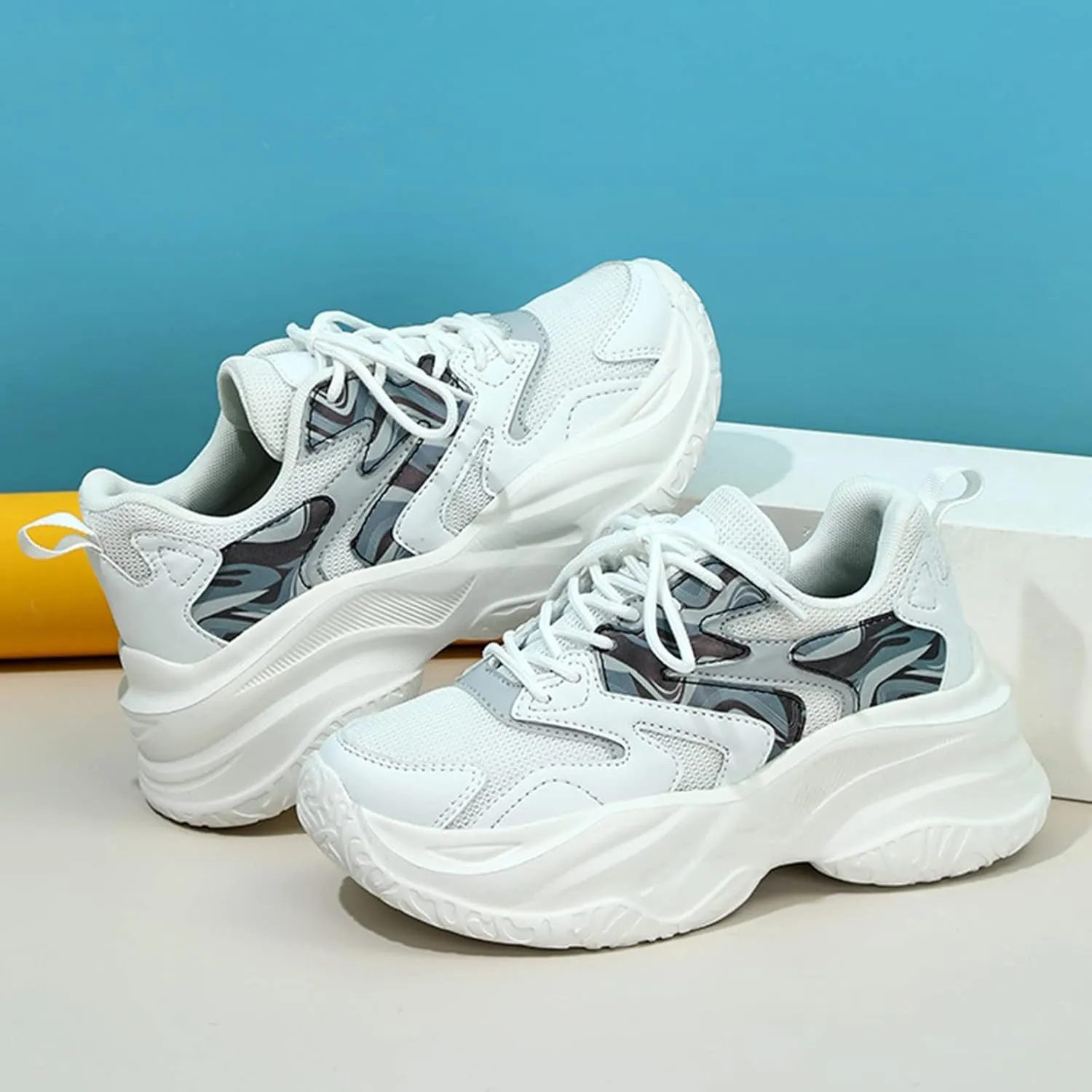 SBGMoSJ Platform Sneakers for Women Wide Size Womens Running Shoes Size 11.5 Wide Slip On Tennis Shoes Women Wide Width Bowling Shoes Women Size 9 1/2 Comfy Walking Shoes for Women Dressy