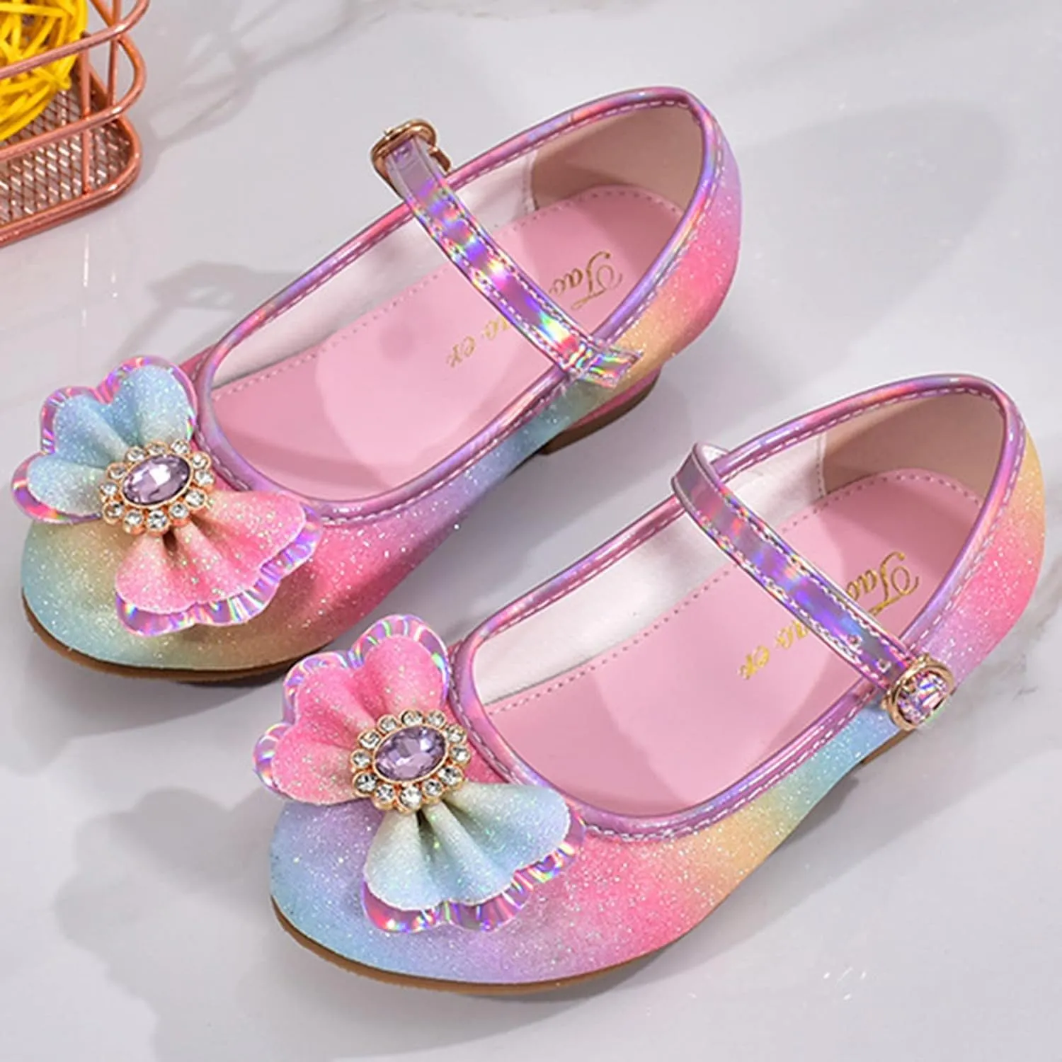 Shoes Low Heel Little Girls Cute Bowknot Sparkle Mary Jane Flower Girls Wedding Toddler Girl Dress Shoes