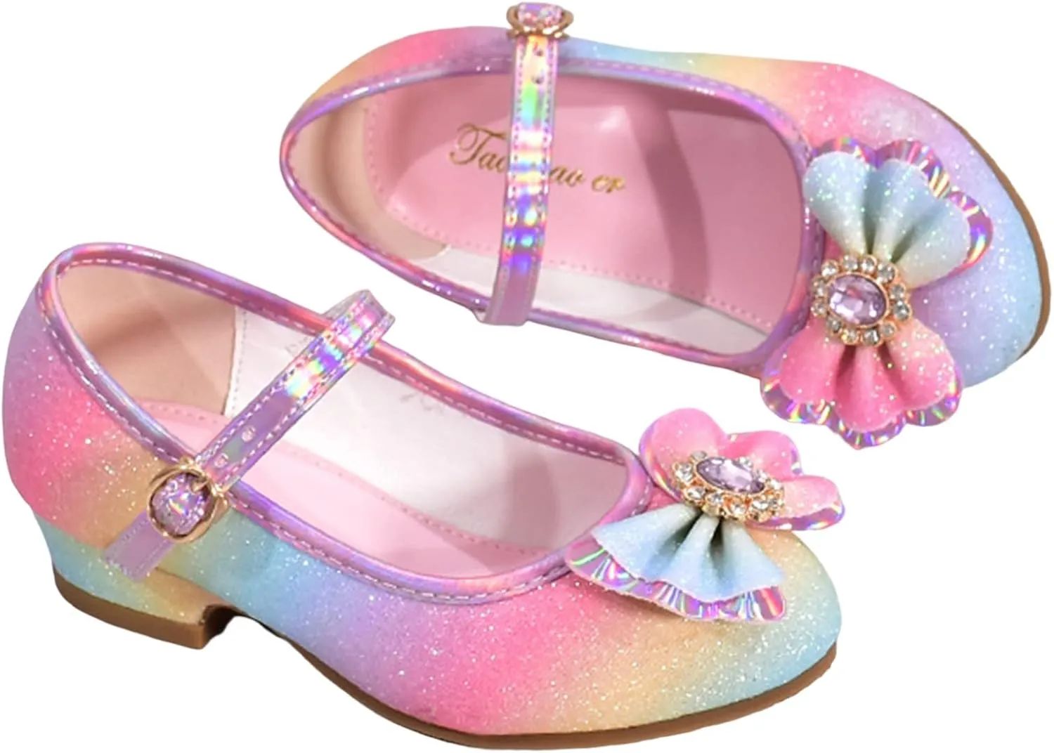 Shoes Low Heel Little Girls Cute Bowknot Sparkle Mary Jane Flower Girls Wedding Toddler Girl Dress Shoes
