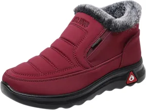 Snow Boots for Women Faux Furry Lined Ankle Booties Low Heel Leather Dressy Slip on Comfortable Fall Winter Boots Zip Up Vintage 2024 Booties for Women Ladies Boots