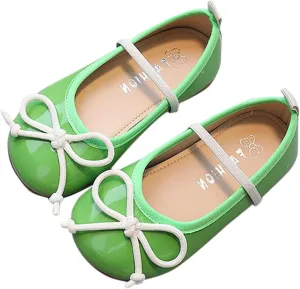 Toddler Girl Mary Jane Dress Shoes Little Girl School Shoes Non Slip Soft Sole Leather Shoes Bowknot Flat Shoes