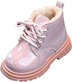 Toddler Girls Boys Ankle Boots Little Kids Glitter Lace Up Side Zip Combat Booties Fleece Lined Winter Warm Snow Boots