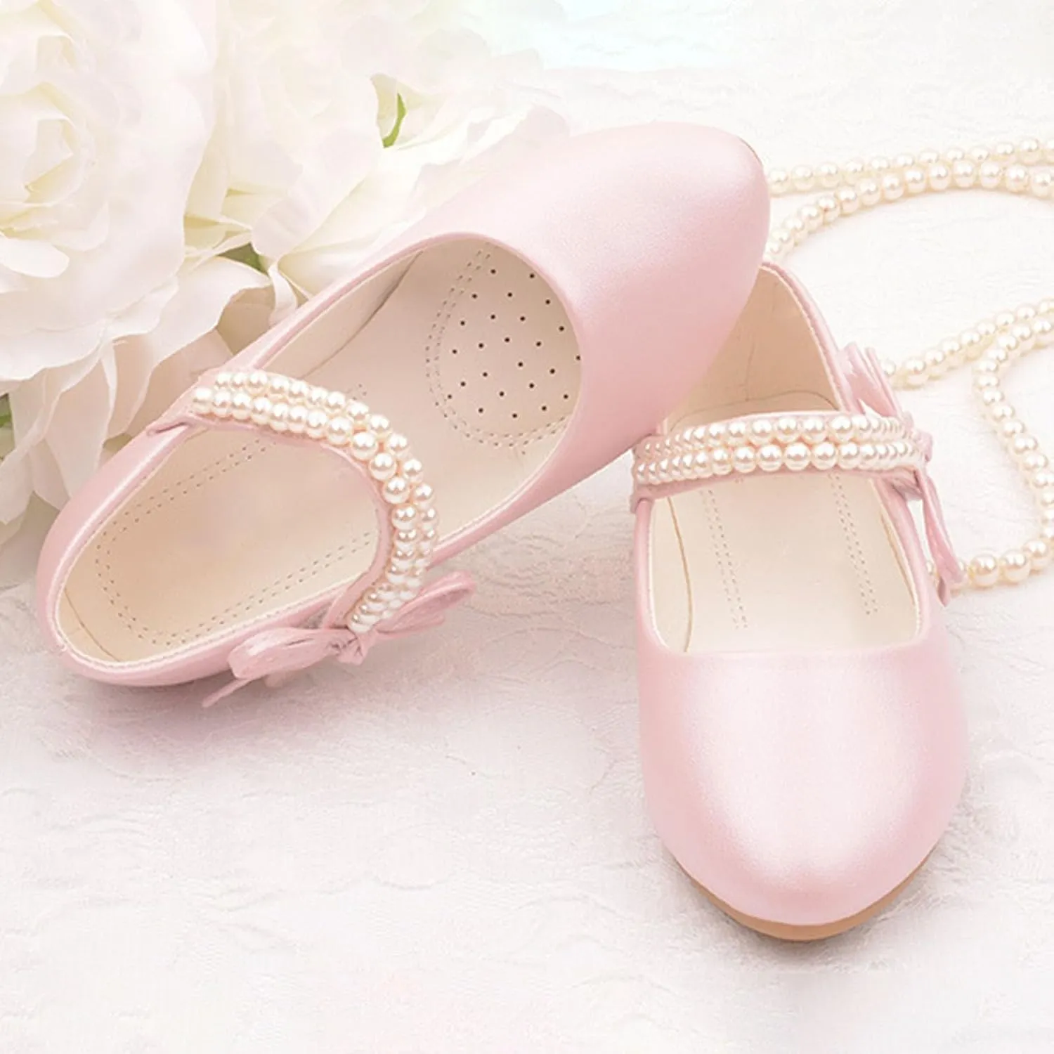 Toddler Girl's Dress Mary Jane Ballet Flats Bow Flower Girl Wedding Party Ballerina Flat Shoes for Girls