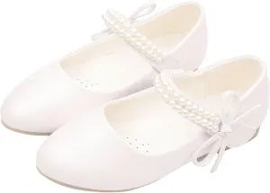 Toddler Girl's Dress Mary Jane Ballet Flats Bow Flower Girl Wedding Party Ballerina Flat Shoes for Girls