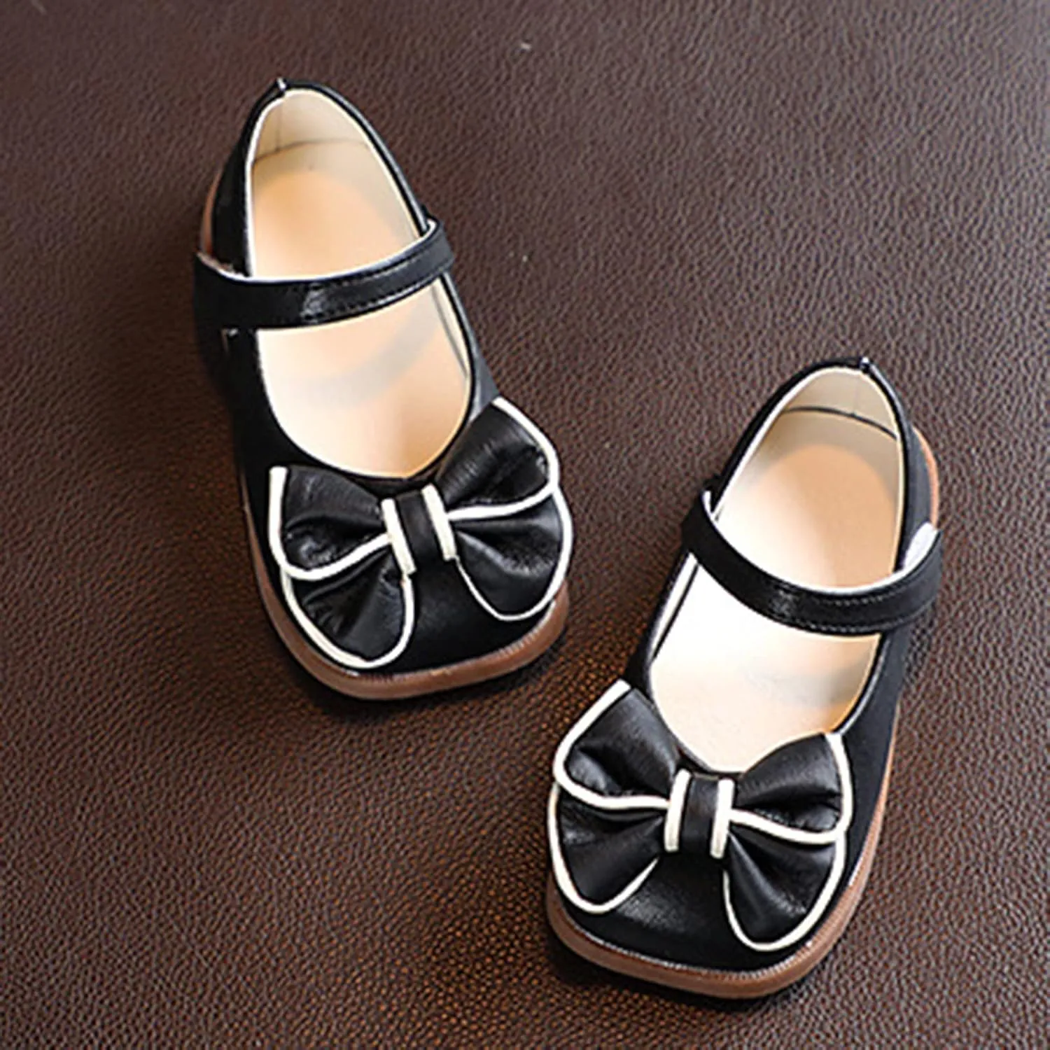 Toddler Girls Dress Shoes with Bow Toddler Flower Kid Shoes Mary Jane Flats for Party School Wedding Shoes