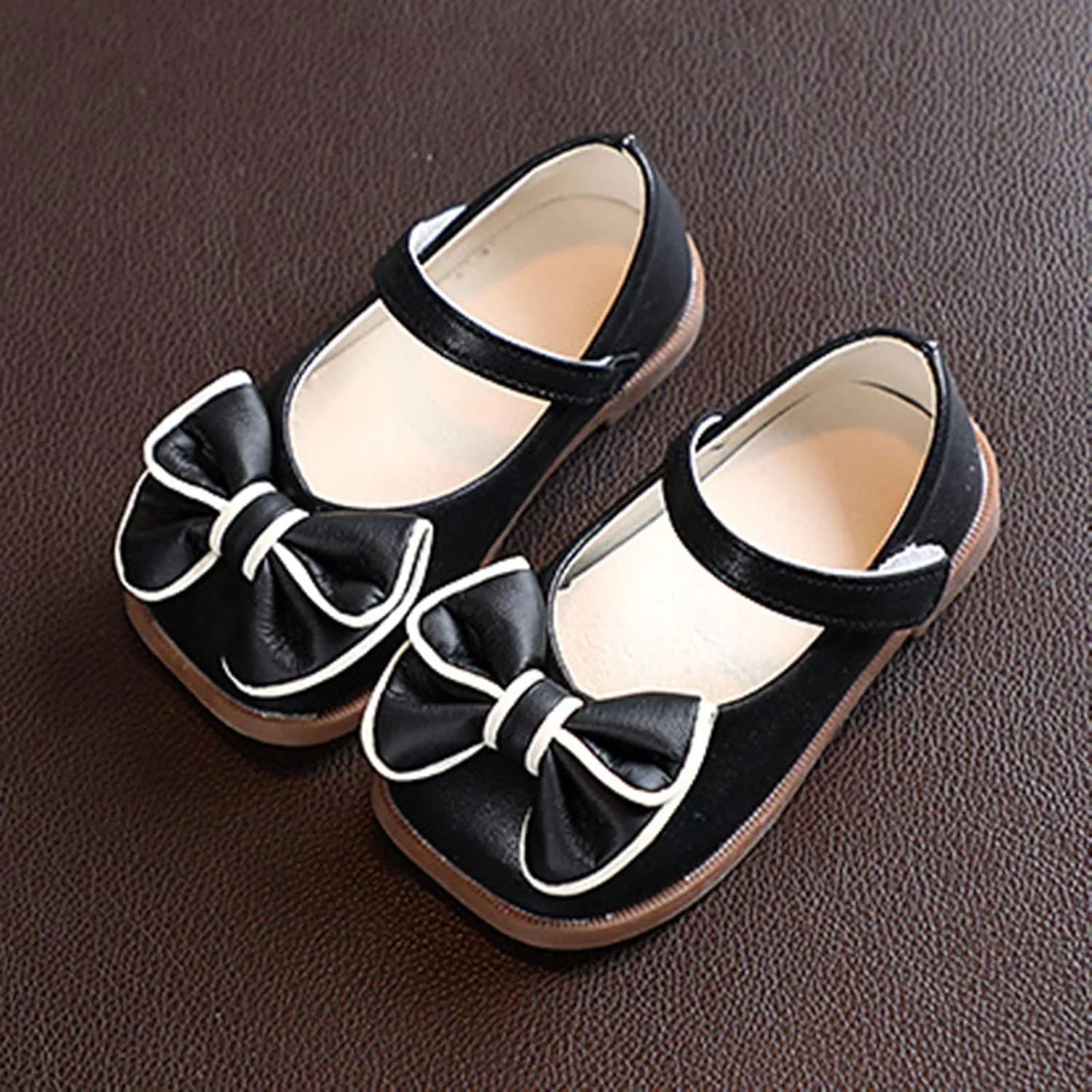 Toddler Girls Dress Shoes with Bow Toddler Flower Kid Shoes Mary Jane Flats for Party School Wedding Shoes