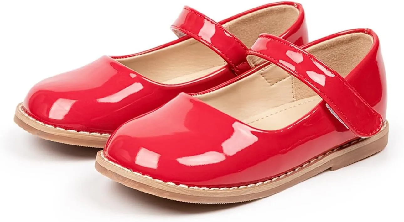Toddler Girls Mary Jane Dress Shoes Ballet Flat Little Girls Soft Leather Slip-On Princess Wedding Pary Shoes