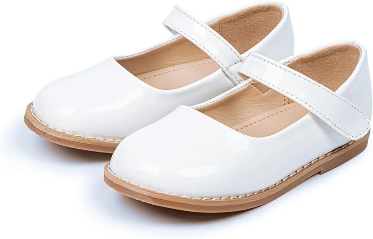 Toddler Girls Mary Jane Dress Shoes Ballet Flat Little Girls Soft Leather Slip-On Princess Wedding Pary Shoes