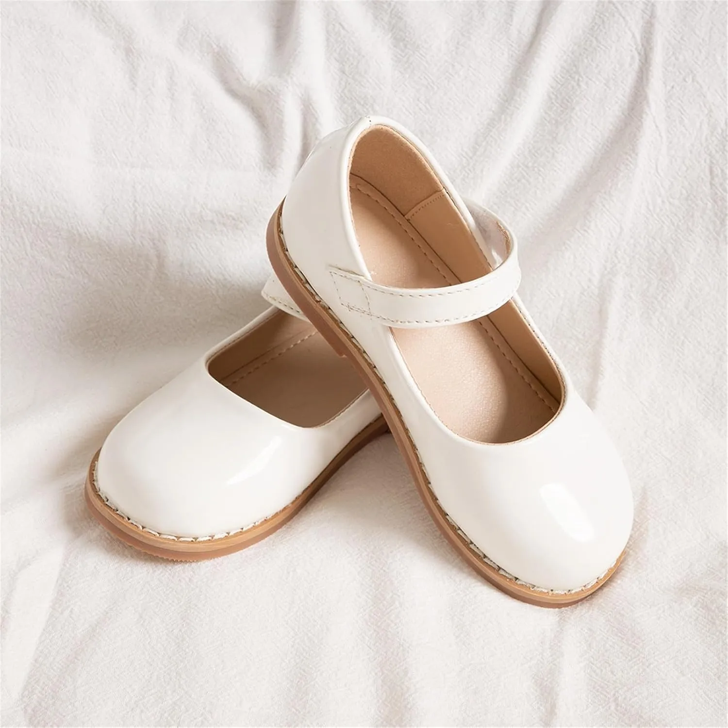 Toddler Girls Mary Jane Dress Shoes Ballet Flat Little Girls Soft Leather Slip-On Princess Wedding Pary Shoes