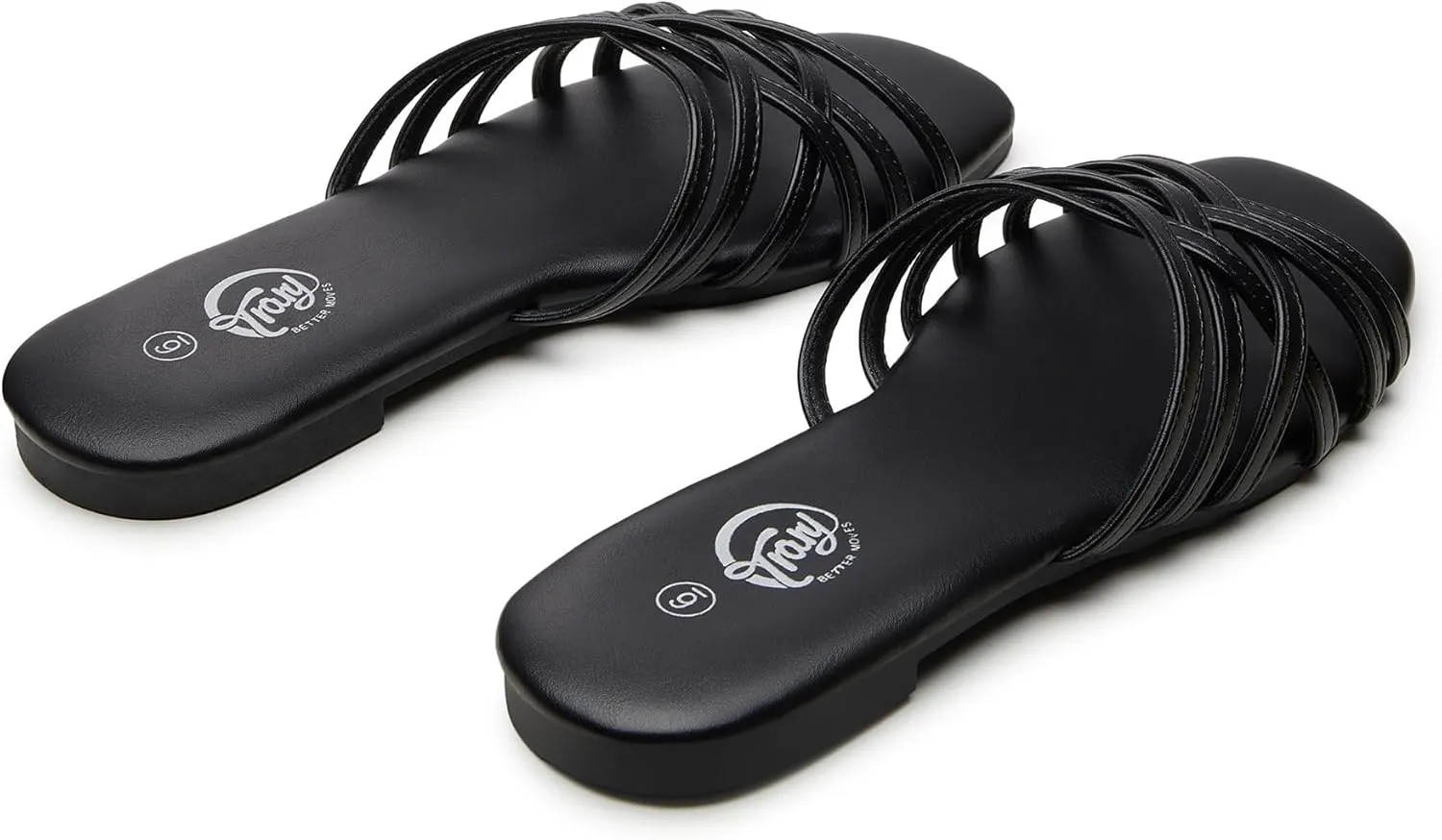 Trary Sandals Women,Leather Slides Women Comfortable Memory Foam Sandals for Women Footwear,Fashion Flat Summer Sandals for Women 2025