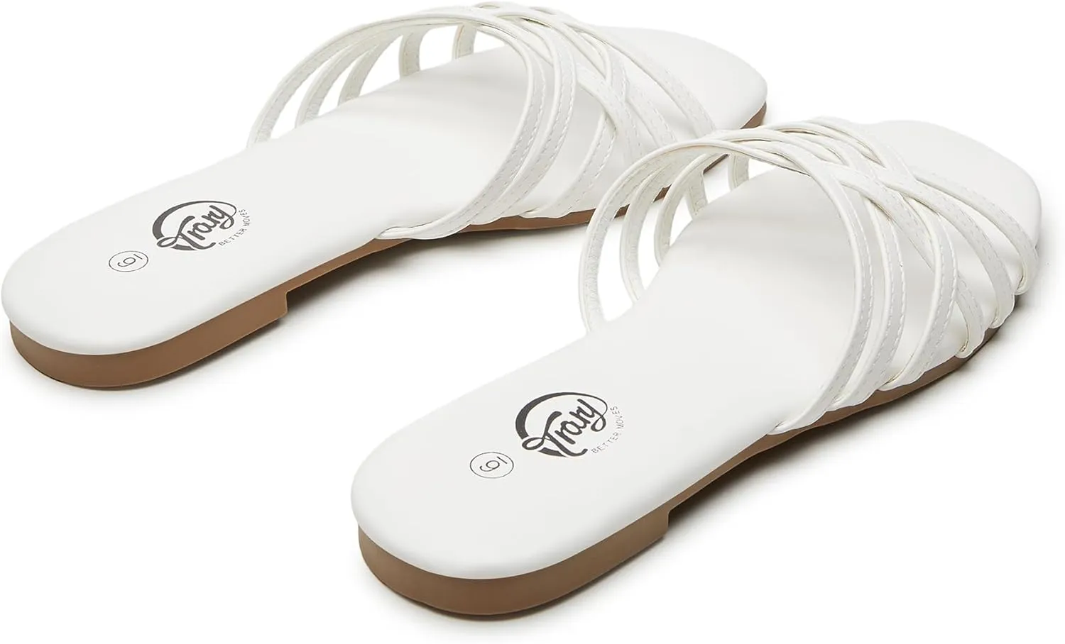 Trary Sandals Women,Leather Slides Women Comfortable Memory Foam Sandals for Women Footwear,Fashion Flat Summer Sandals for Women 2025