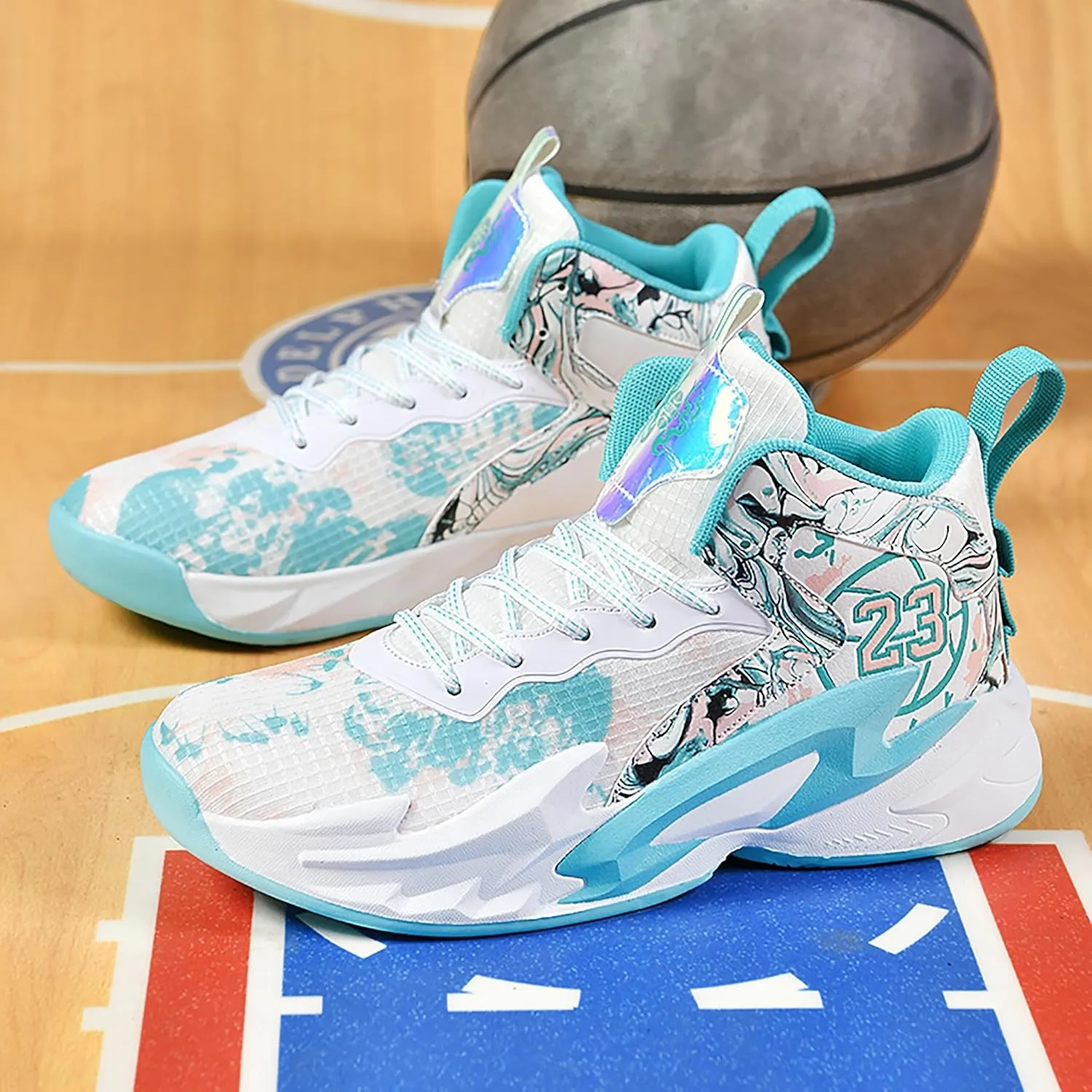 Unisex Basketball Shoes are Lightweight Breathable Anti Slip Wear-Resistant Sports Training Boots