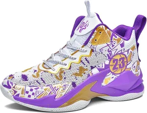Unisex Basketball Shoes with High Top Mesh Breathable Anti Slip Wear-Resistant Practical Sports Shoes