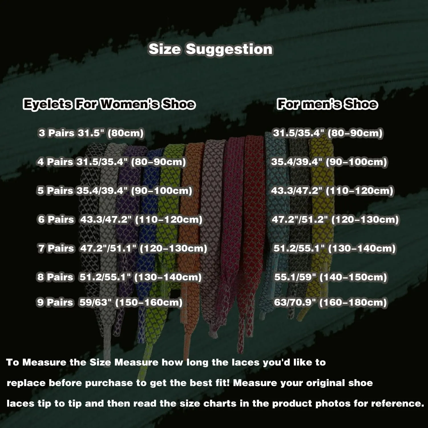 VASGO Flat Shoe Laces Reflective for Sneaker 10 Different Lengths 12 Colors