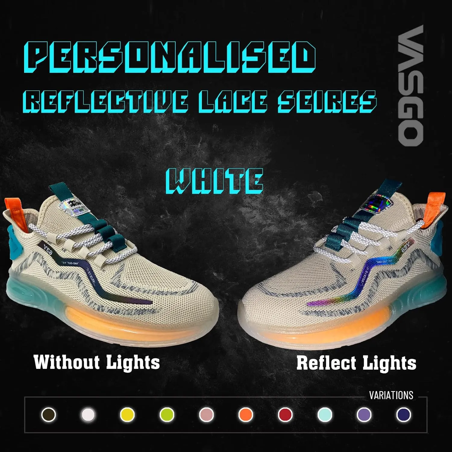 VASGO Round Shoe Laces Reflective for Sneakers