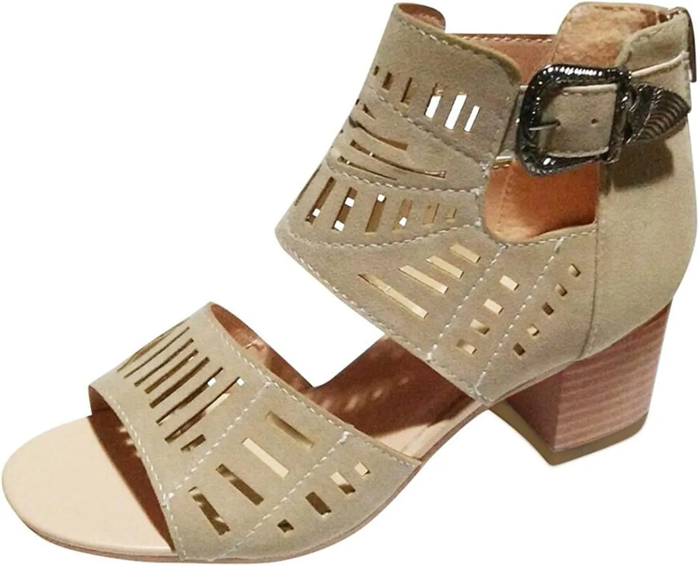Walking Sandals Women, Womens Sandals Sexy Hollow Floral Lace Chunky High Heels Peep Toe Platform Boots