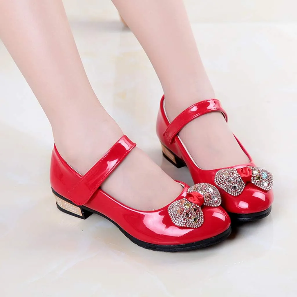 Wedding PU Leather Flat Girls Low Heel Dress Shoes Mary Jane Shoes for Girls with Ankle Strap Dress Shoes for School