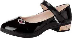Wedding PU Leather Flat Girls Low Heel Dress Shoes Mary Jane Shoes for Girls with Ankle Strap Dress Shoes for School