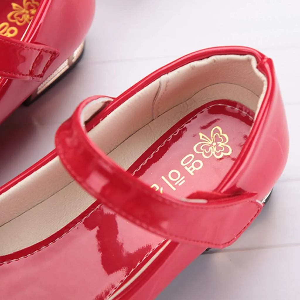Wedding PU Leather Flat Girls Low Heel Dress Shoes Mary Jane Shoes for Girls with Ankle Strap Dress Shoes for School
