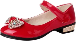 Wedding PU Leather Flat Girls Low Heel Dress Shoes Mary Jane Shoes for Girls with Ankle Strap Dress Shoes for School