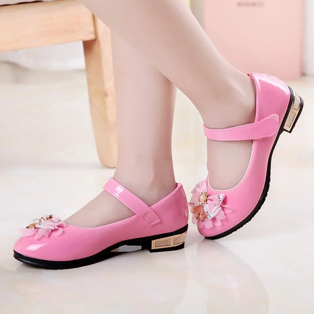 Wedding PU Leather Flat Girls Low Heel Dress Shoes Mary Jane Shoes for Girls with Ankle Strap Dress Shoes for School