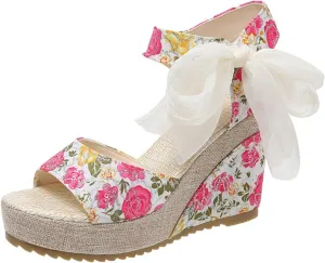 Wedge Sandal for Women Ankle Strap Flatform Arch Support Fish Mouth Toe Shoes Platform Espadrilles Lightweight Wide