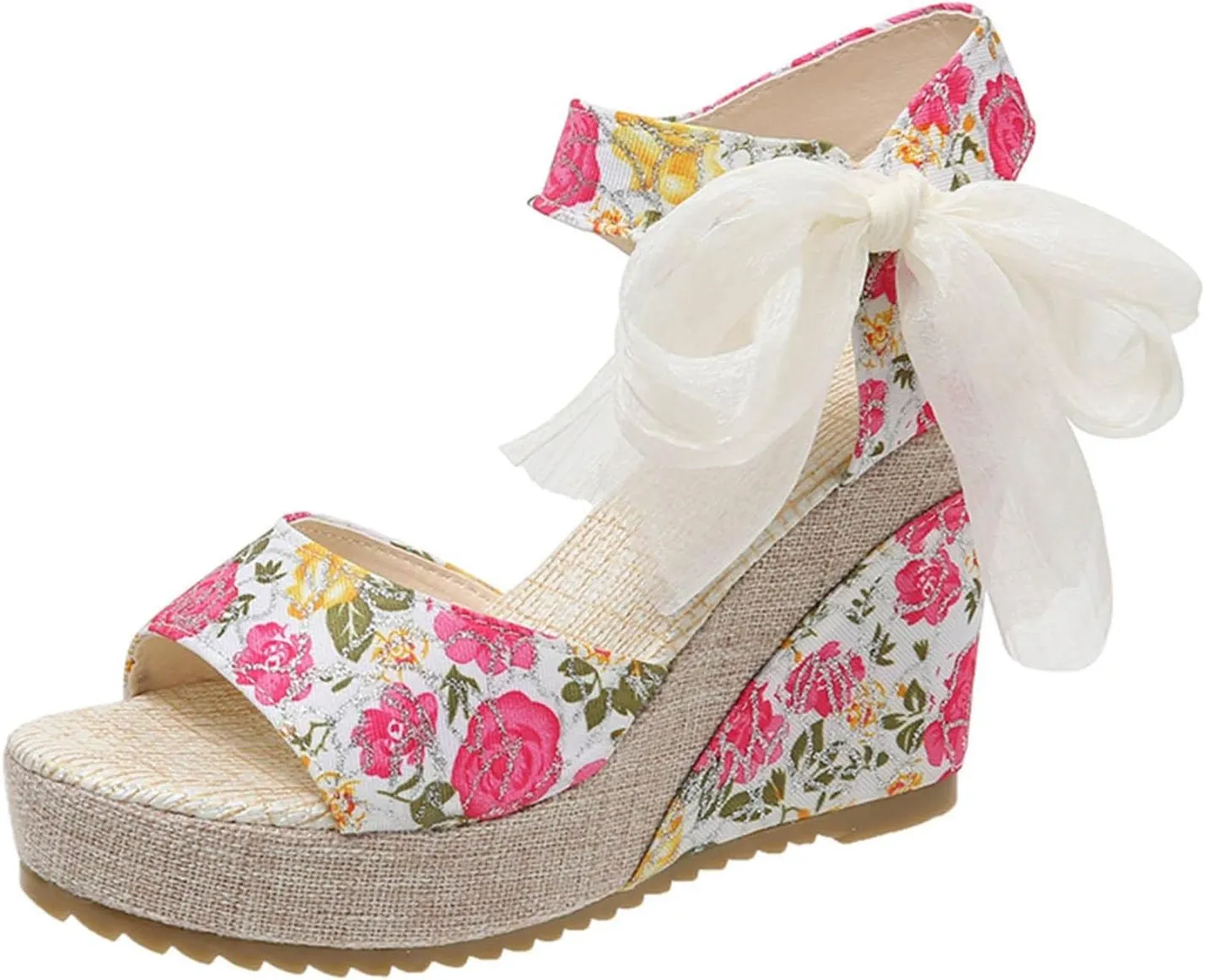 Wedge Sandal for Women Ankle Strap Flatform Arch Support Fish Mouth Toe Shoes Platform Espadrilles Lightweight Wide