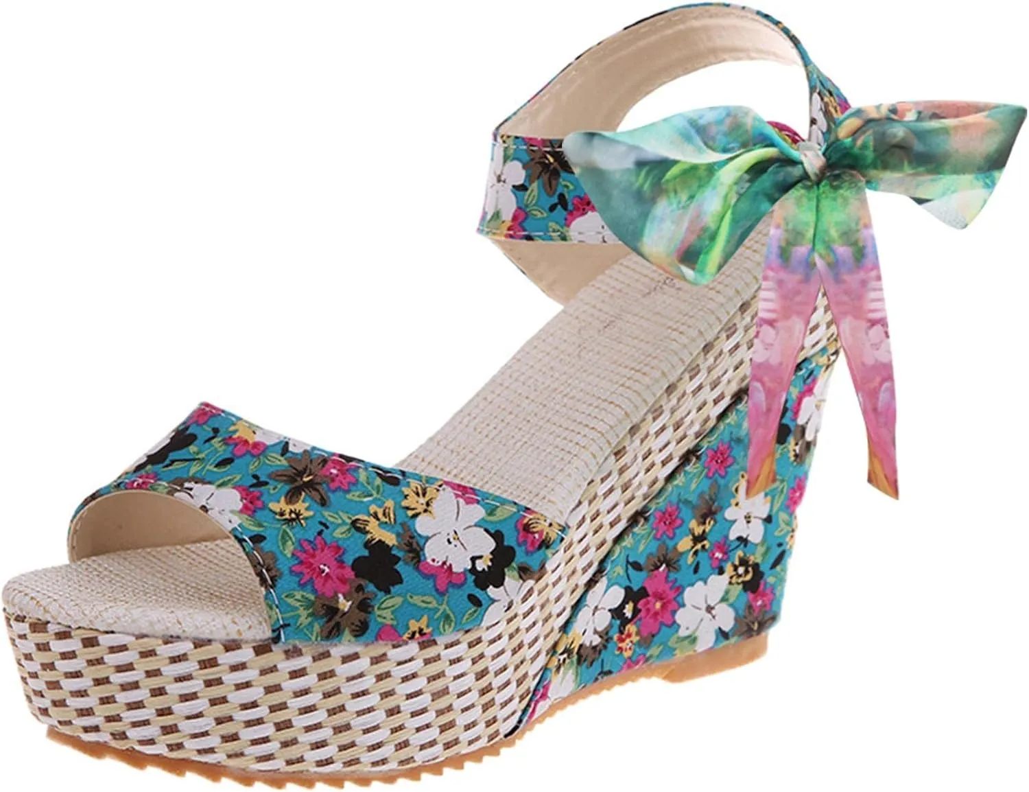 Wedge Sandal for Women Ankle Strap Flatform Arch Support Fish Mouth Toe Shoes Platform Espadrilles Non-Slip Wide Rubber Slip