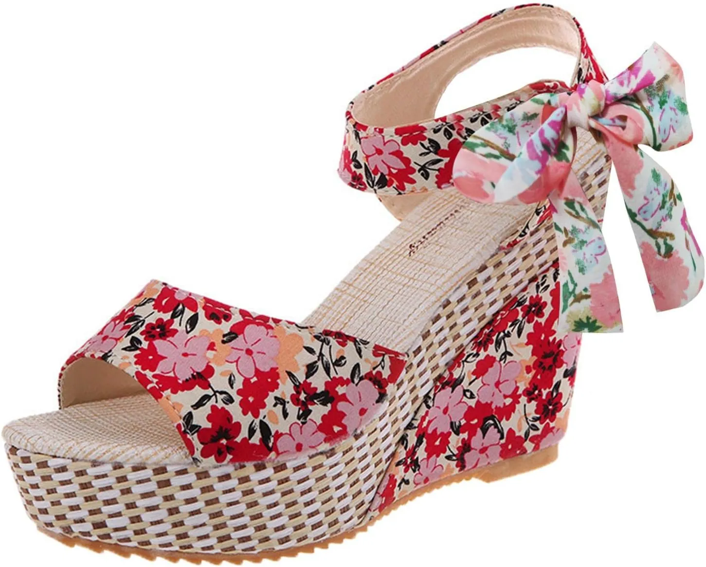 Wedge Sandal for Women Ankle Strap Flatform Arch Support Fish Mouth Toe Shoes Platform Espadrilles Rubber Cushion Slip on