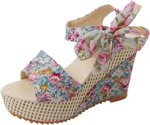 Wedge Sandal for Women Ankle Strap Flatform Arch Support Fish Mouth Toe Shoes Platform Espadrilles Waterproof Lightweight