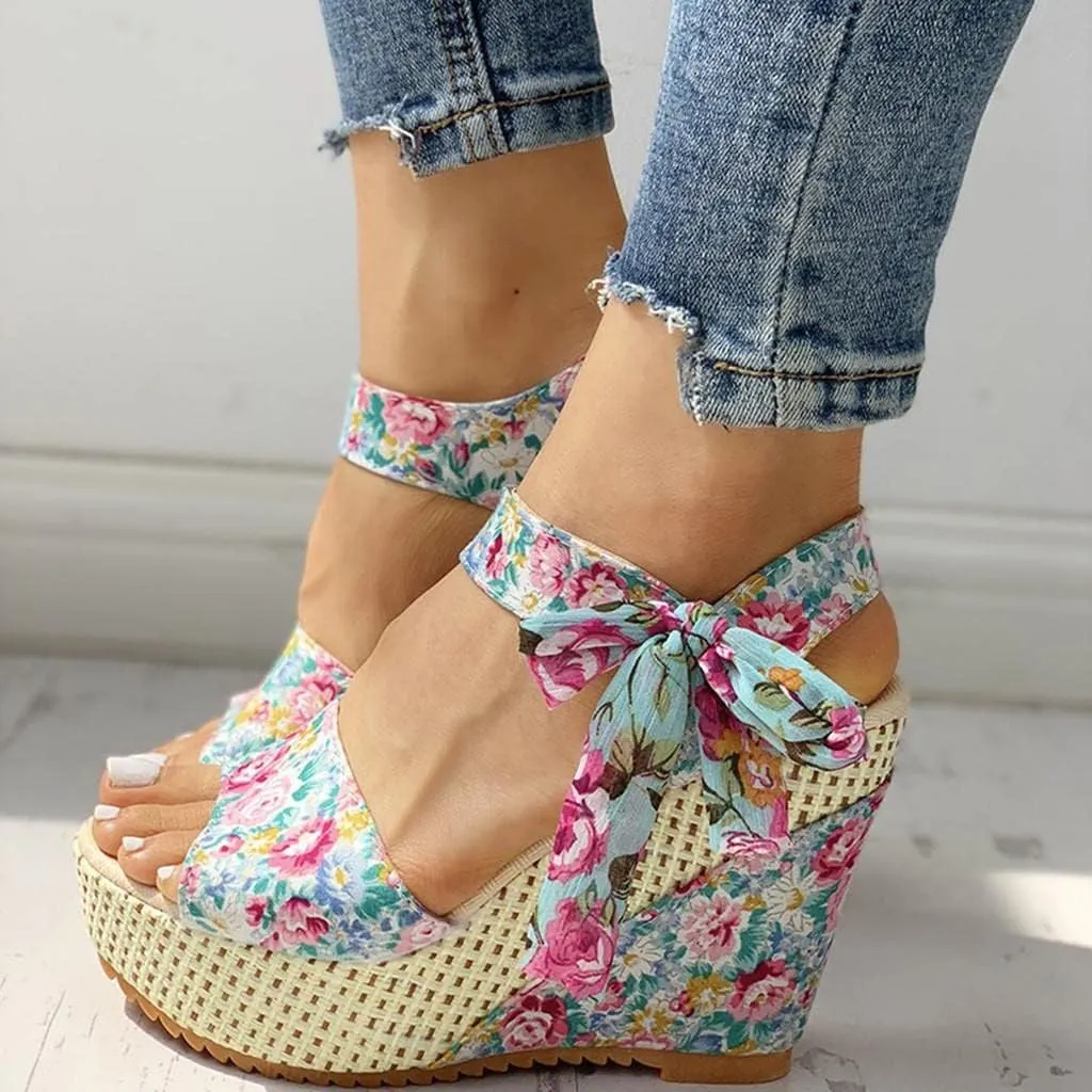 Wedge Sandal for Women Ankle Strap Flatform Arch Support Fish Mouth Toe Shoes Platform Espadrilles Waterproof Lightweight