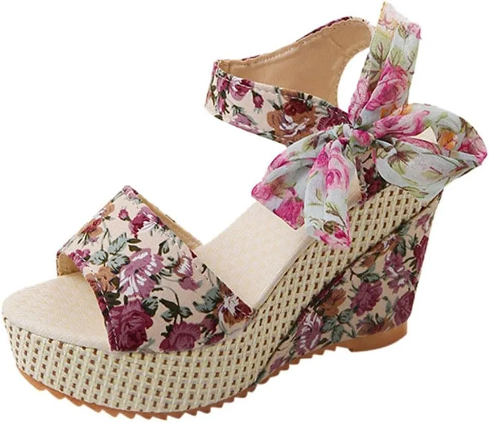 Wedge Sandal for Women Ankle Strap Flatform Arch Support Fish Mouth Toe Shoes Platform Espadrilles Waterproof Lightweight