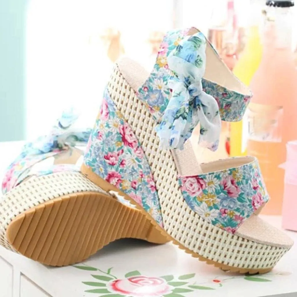 Wedge Sandal for Women Ankle Strap Flatform Arch Support Fish Mouth Toe Shoes Platform Espadrilles Waterproof Lightweight