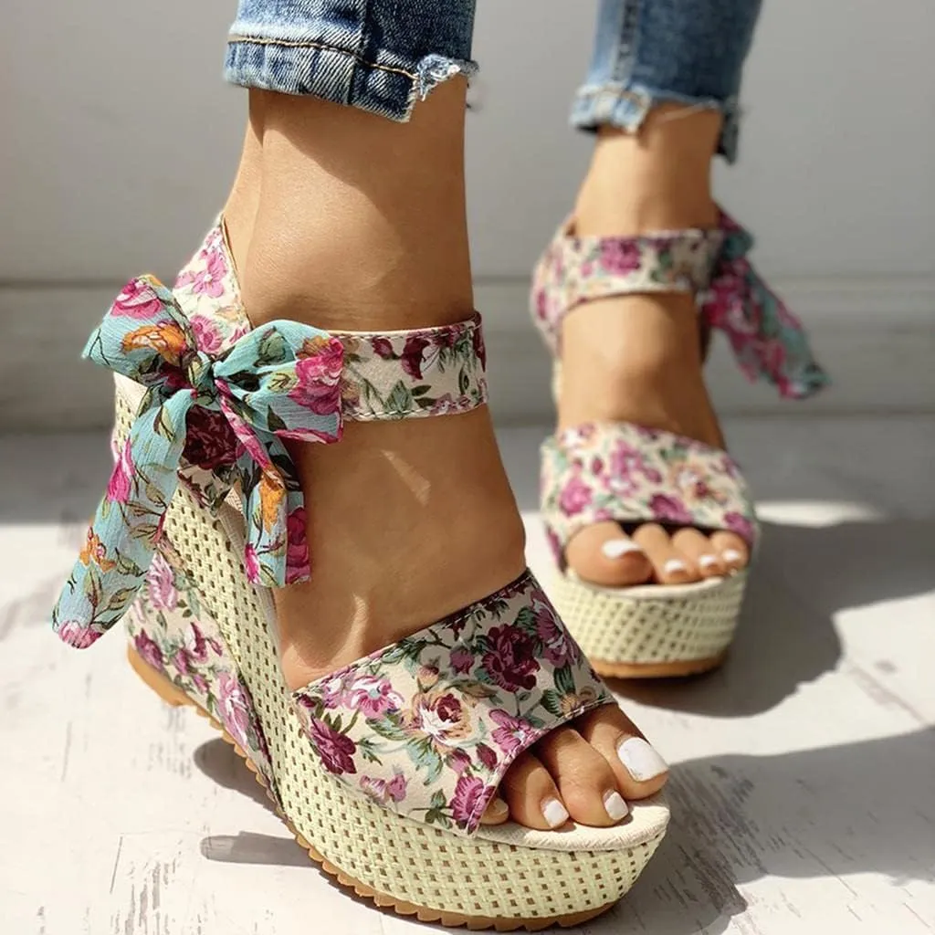 Wedge Sandal for Women Ankle Strap Flatform Arch Support Fish Mouth Toe Shoes Platform Espadrilles Waterproof Lightweight