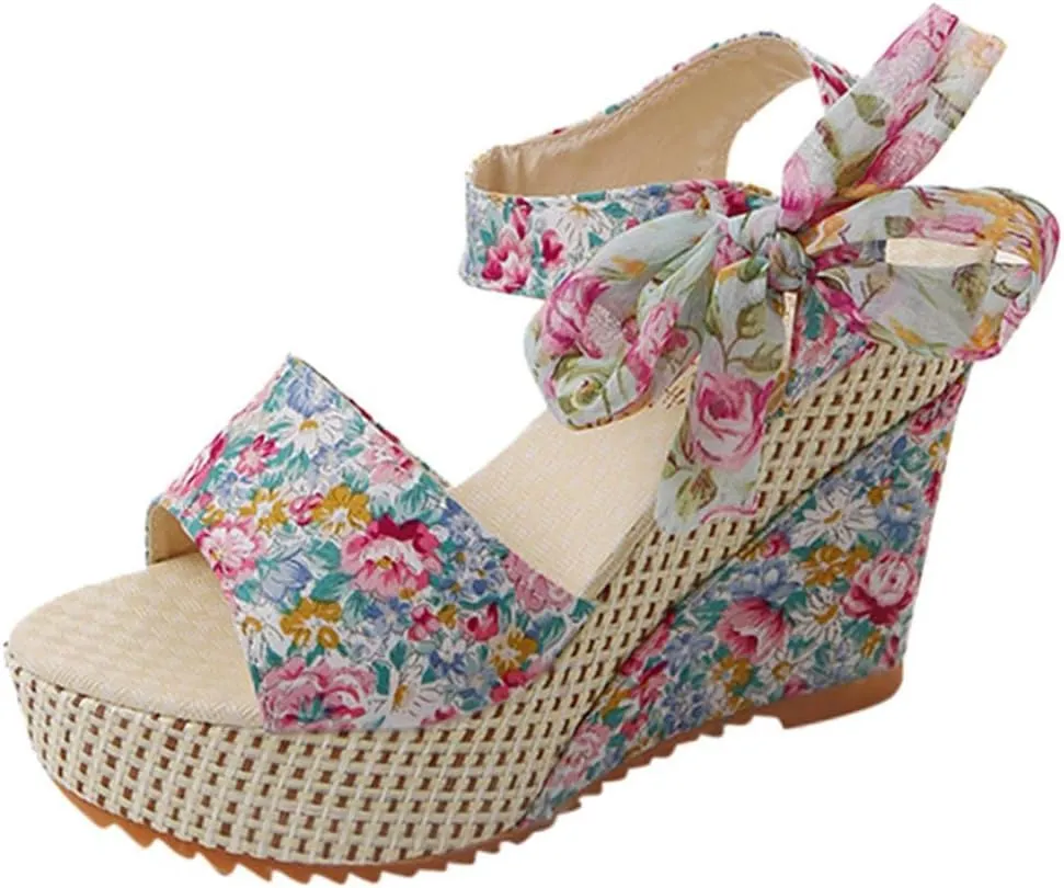 Wedge Sandal for Women Ankle Strap Flatform Arch Support Fish Mouth Toe Shoes Platform Espadrilles Waterproof Lightweight