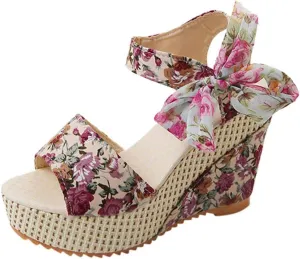 Wedge Sandal for Women Ankle Strap Flatform Arch Support Fish Mouth Toe Shoes Platform Espadrilles Waterproof Lightweight