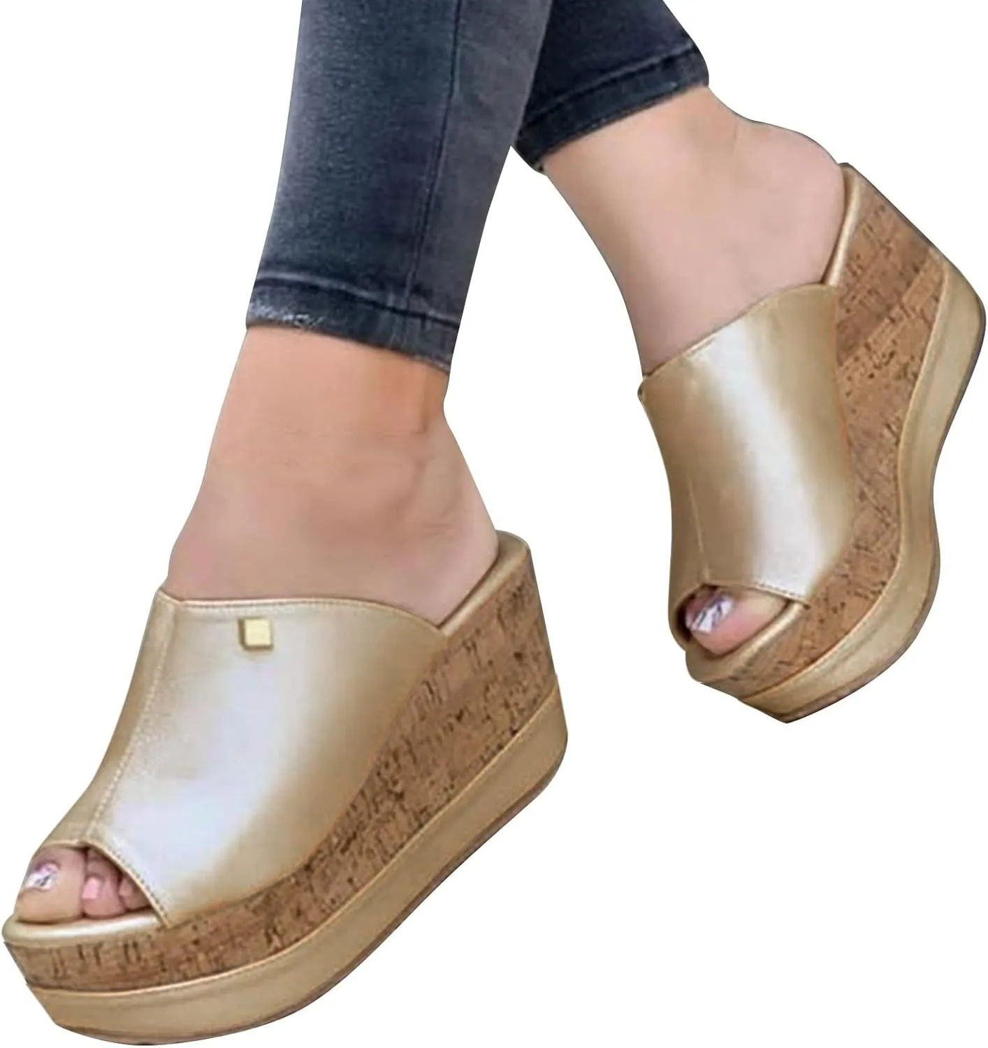 Wedge Sandals for Women Comfortable Wide Width Cushioned Footbed Adjustable Straps Platform Slides Summer Walking Shoes 2025 Spring and Summer Vacation
