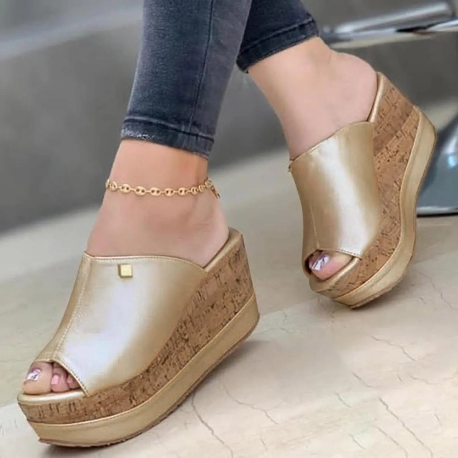 Wedge Sandals for Women Comfortable Wide Width Cushioned Footbed Adjustable Straps Platform Slides Summer Walking Shoes 2025 Spring and Summer Vacation